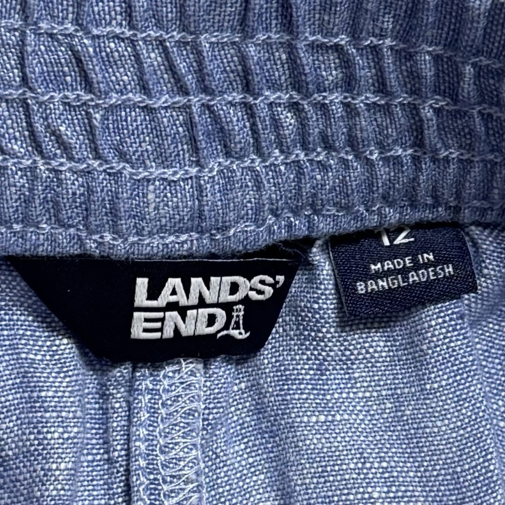 Lands' End Blue 100% Linen Button Front‎ Midi A-Line Skirt Coastal Prairie 12 - Picture 7 of 10